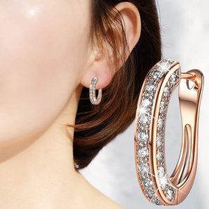 Creative  Rhinestone Hoop Earrings
